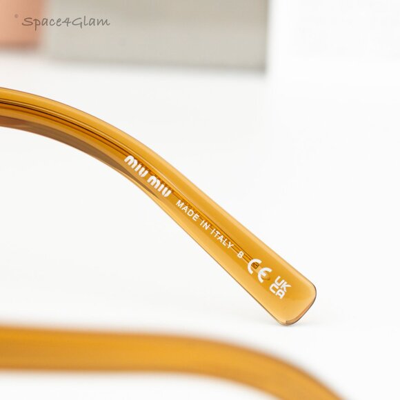 NEW Miu Miu MU10ZS 15T0B7 Caramel Trasparent Yelllow Square Unisex Sunglasses main image 9